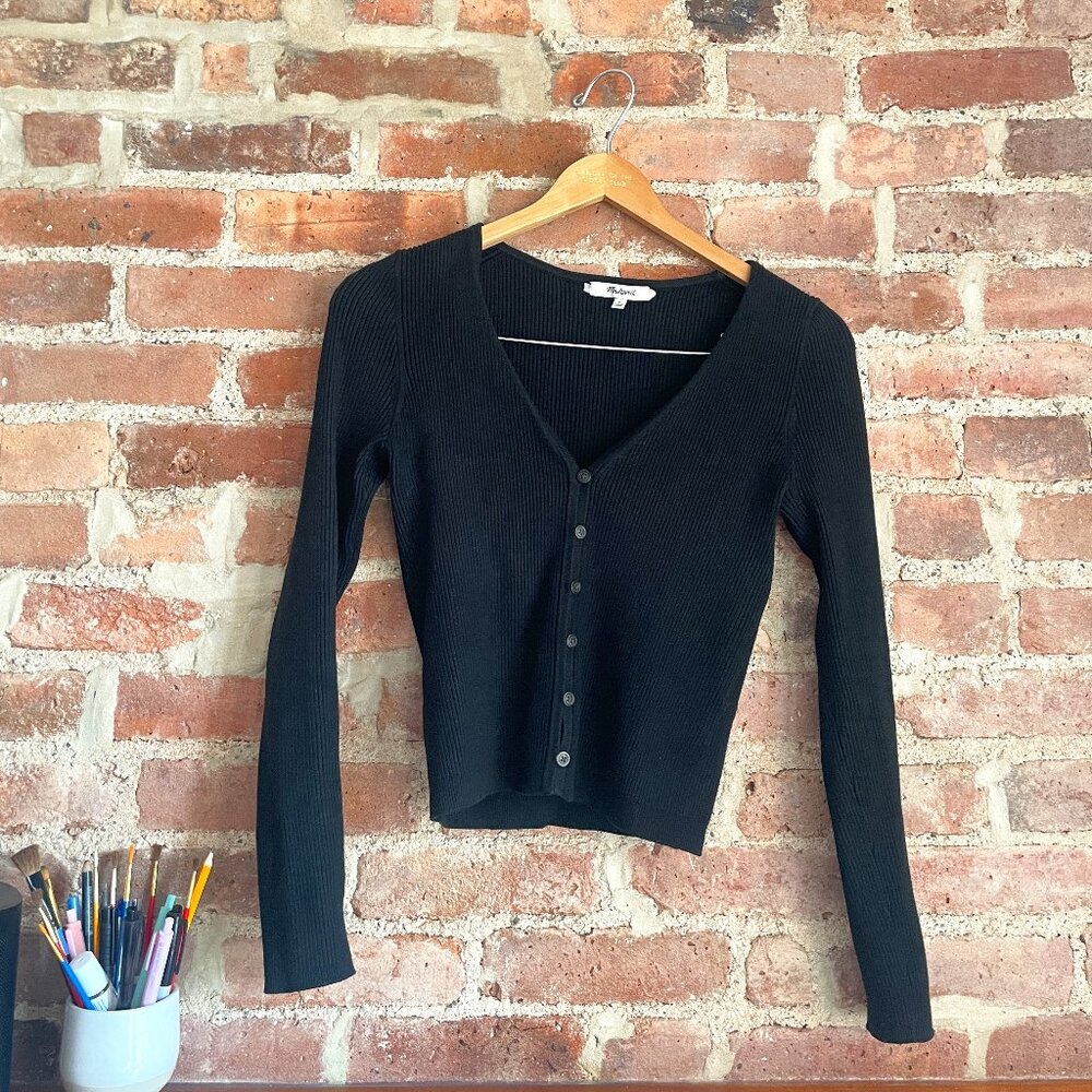 Madewell Ribbed V-neck Button-up Cardigan Sweater